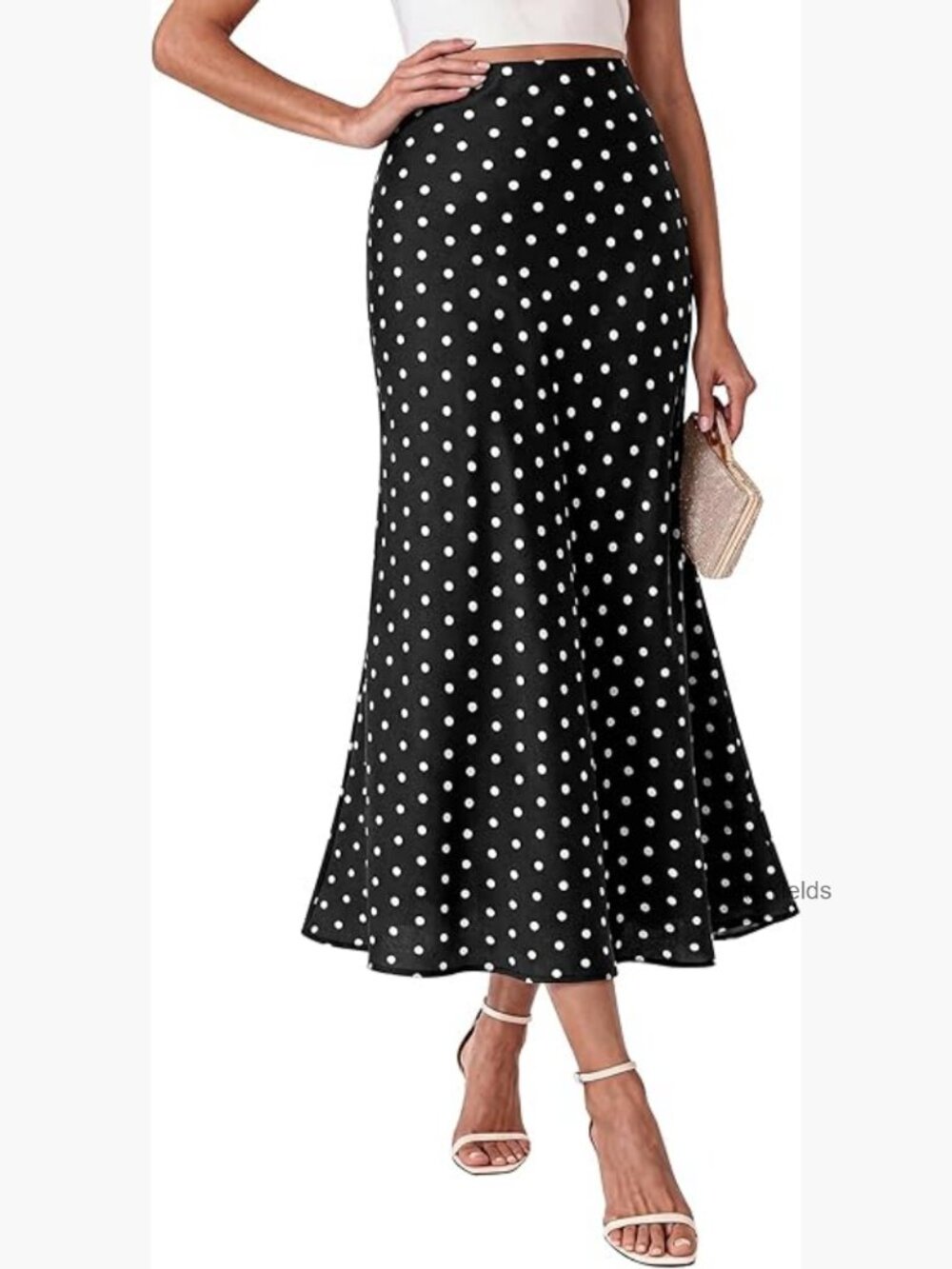 High Waisted Midi A-Line Silk Skirt Women Wedding Guest Party